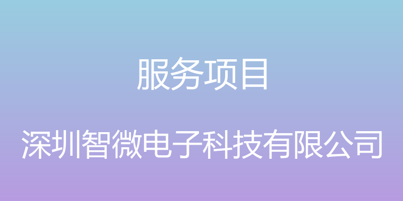 服务项目 - 深圳智微电子科技有限公司