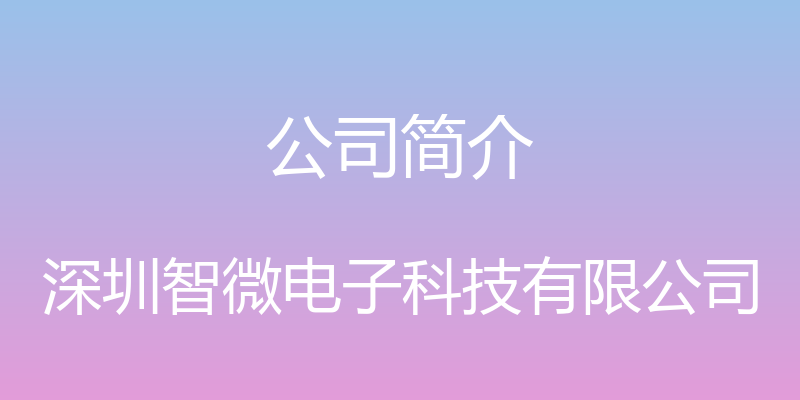 公司简介 - 深圳智微电子科技有限公司